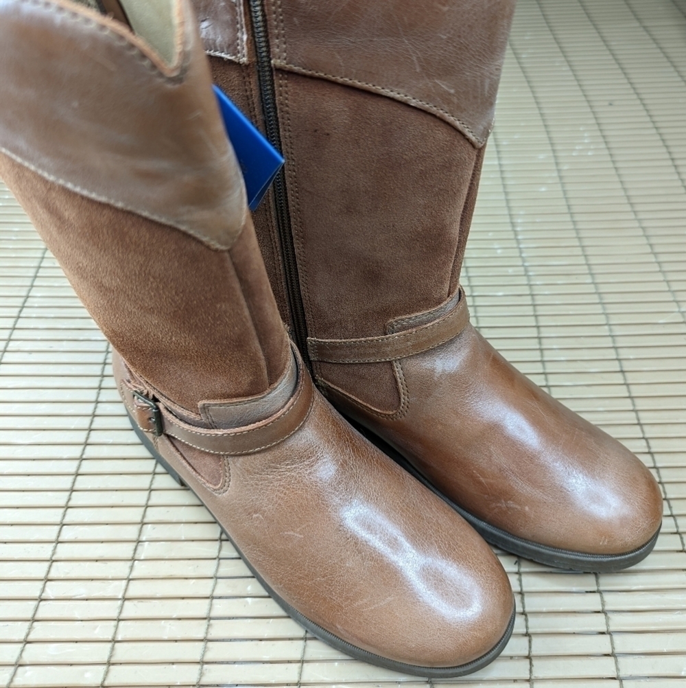 Stride Rite "Juliette" side zip brown leather boots. Sz Youth 4. Women's EU 36.